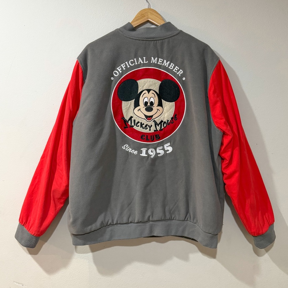 Disney Mickey Mouse Club Varsity Jacket 2X Gray Red Official Member Since 1955